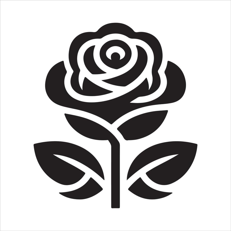 A logo in black and white with a rose in the middle vector