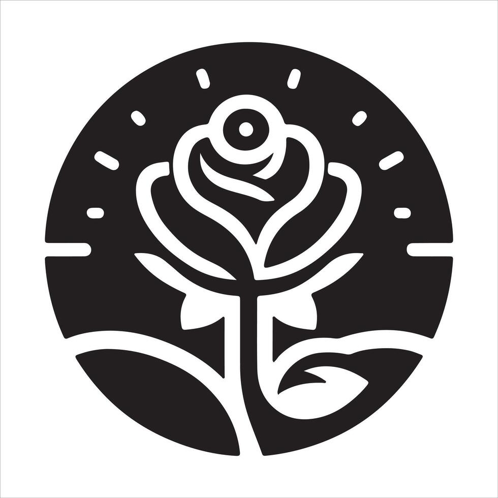 Rose silhouette in a flat design vector