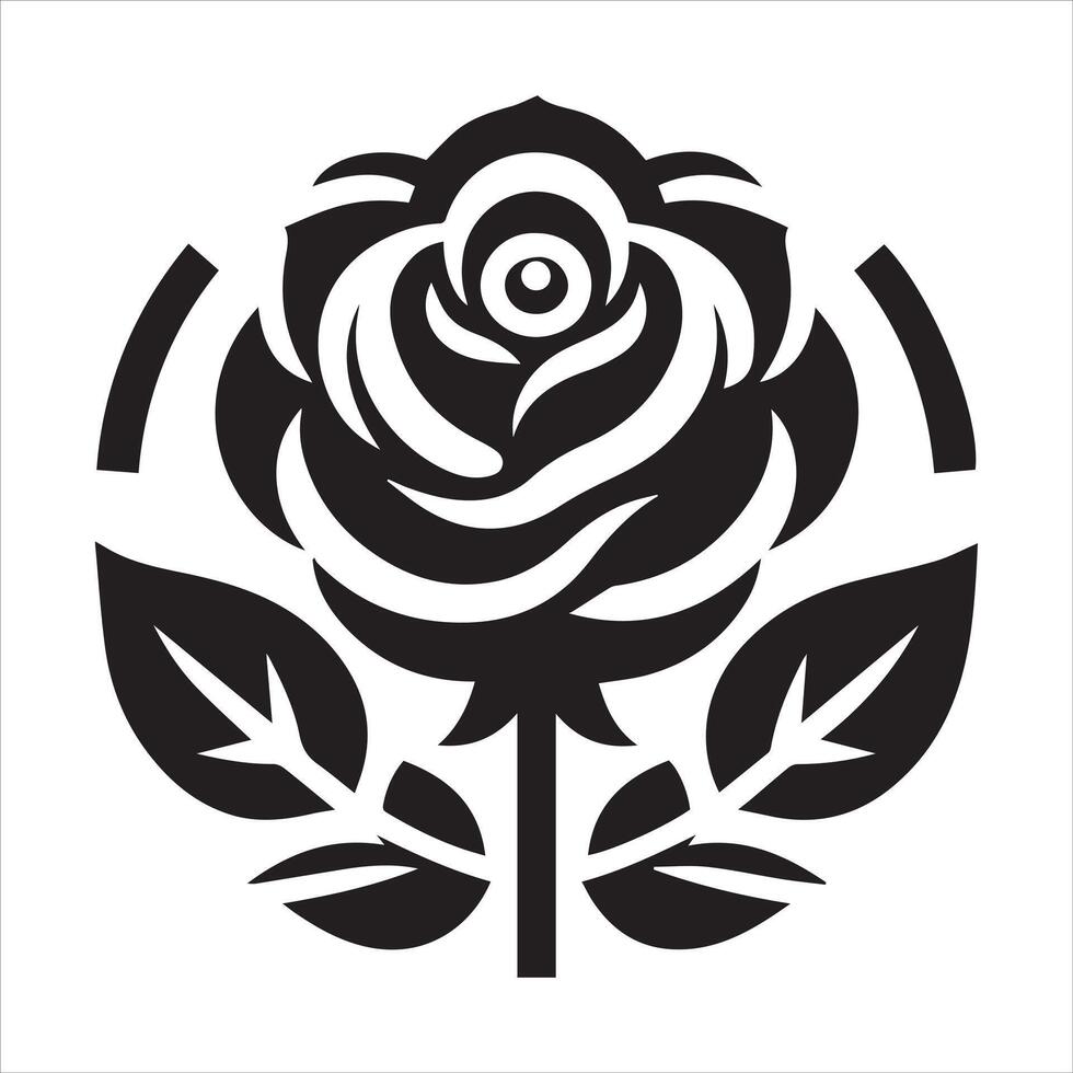 A logo in black and white with a rose in the middle vector