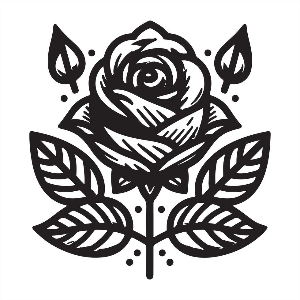 Rose logo in minimalist punk rock on a black background vector