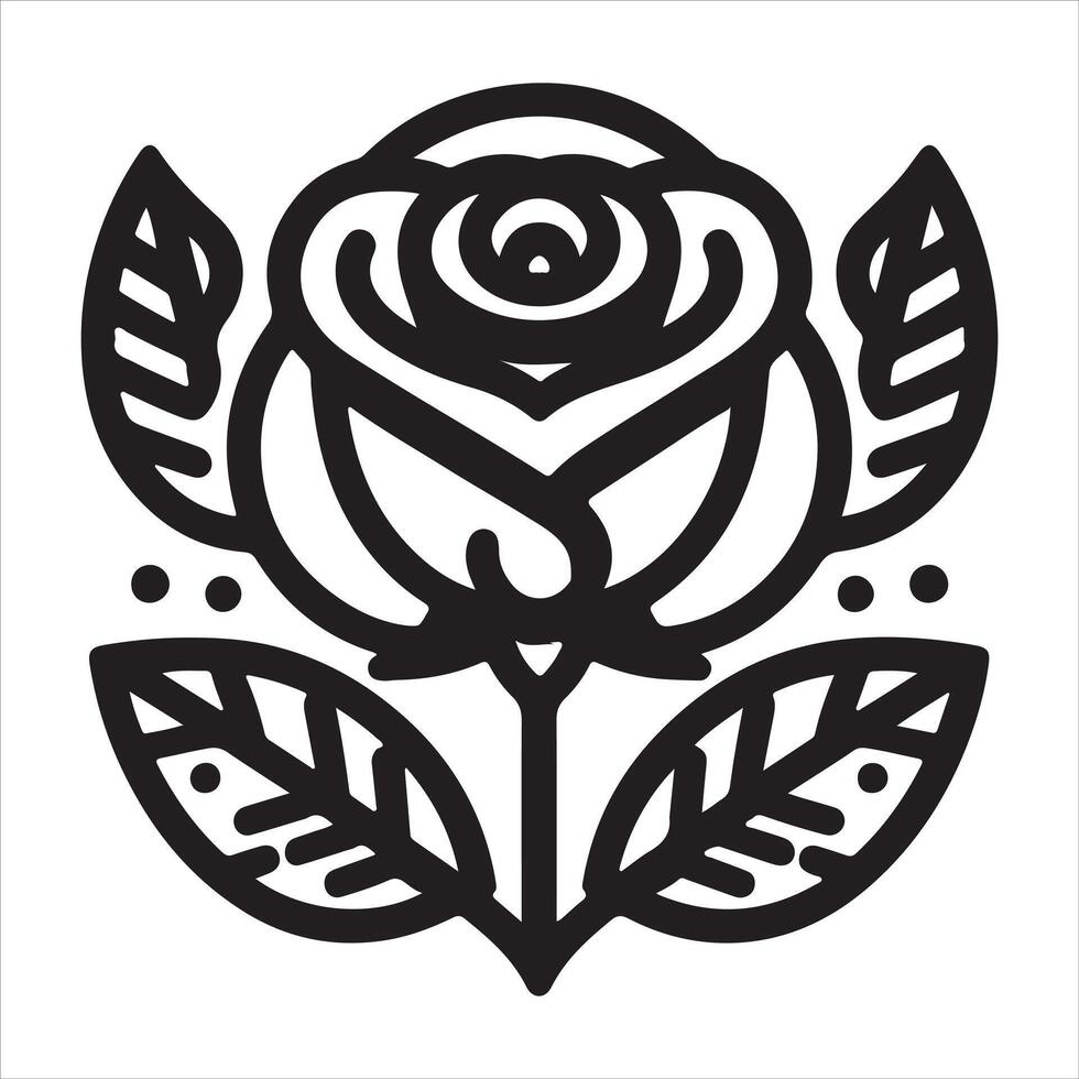 Black graphic of a motif of a rose blossoming ornamentation vector