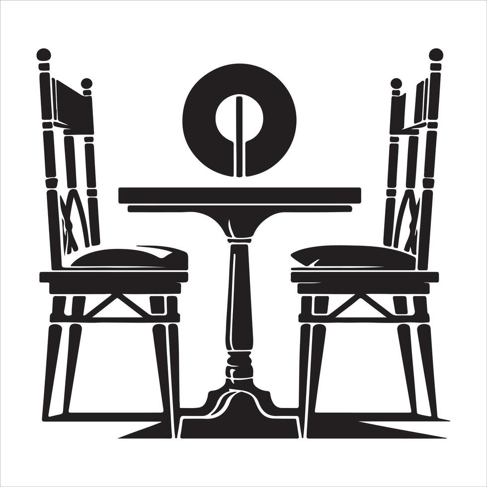 Graphic illustration of a living room sketch featuring a dining table vector