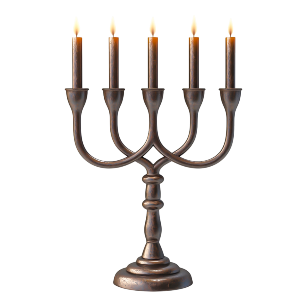 Elegant Five-Arm Candelabra with Glowing Candle Flames png
