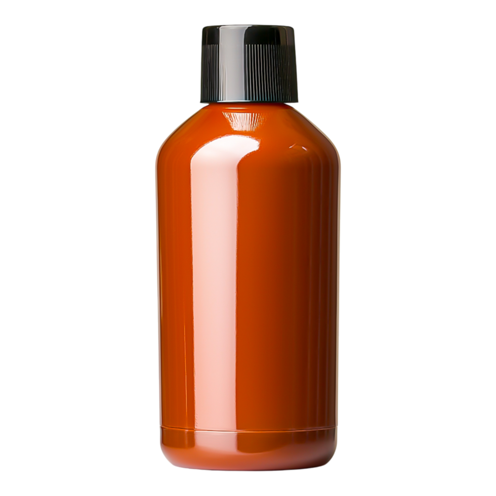 Bright Orange Bottle with Black Cap for Liquid Storage and Dispensing png