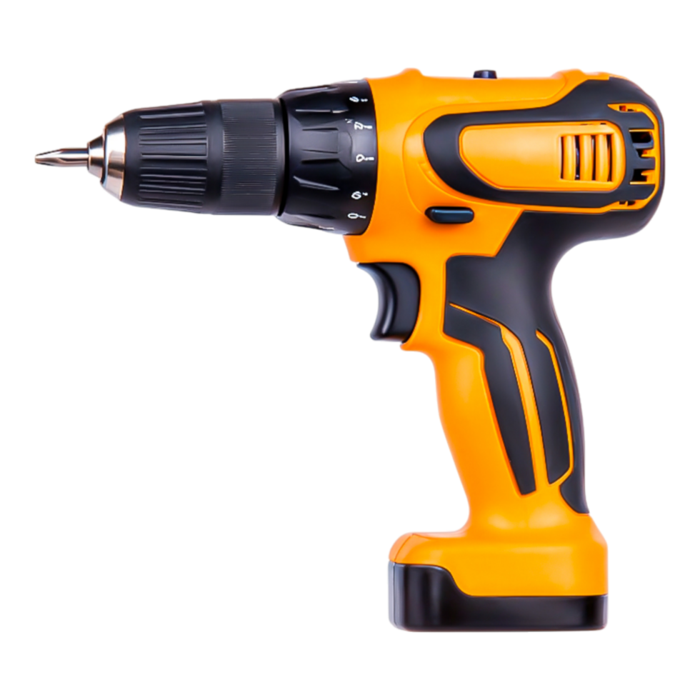 Cordless Electric Drill with Black and Yellow Design for Construction png