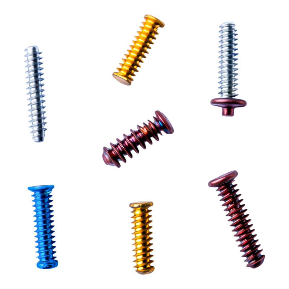 Colorful Assortment of Screws in Various Sizes and Shapes png