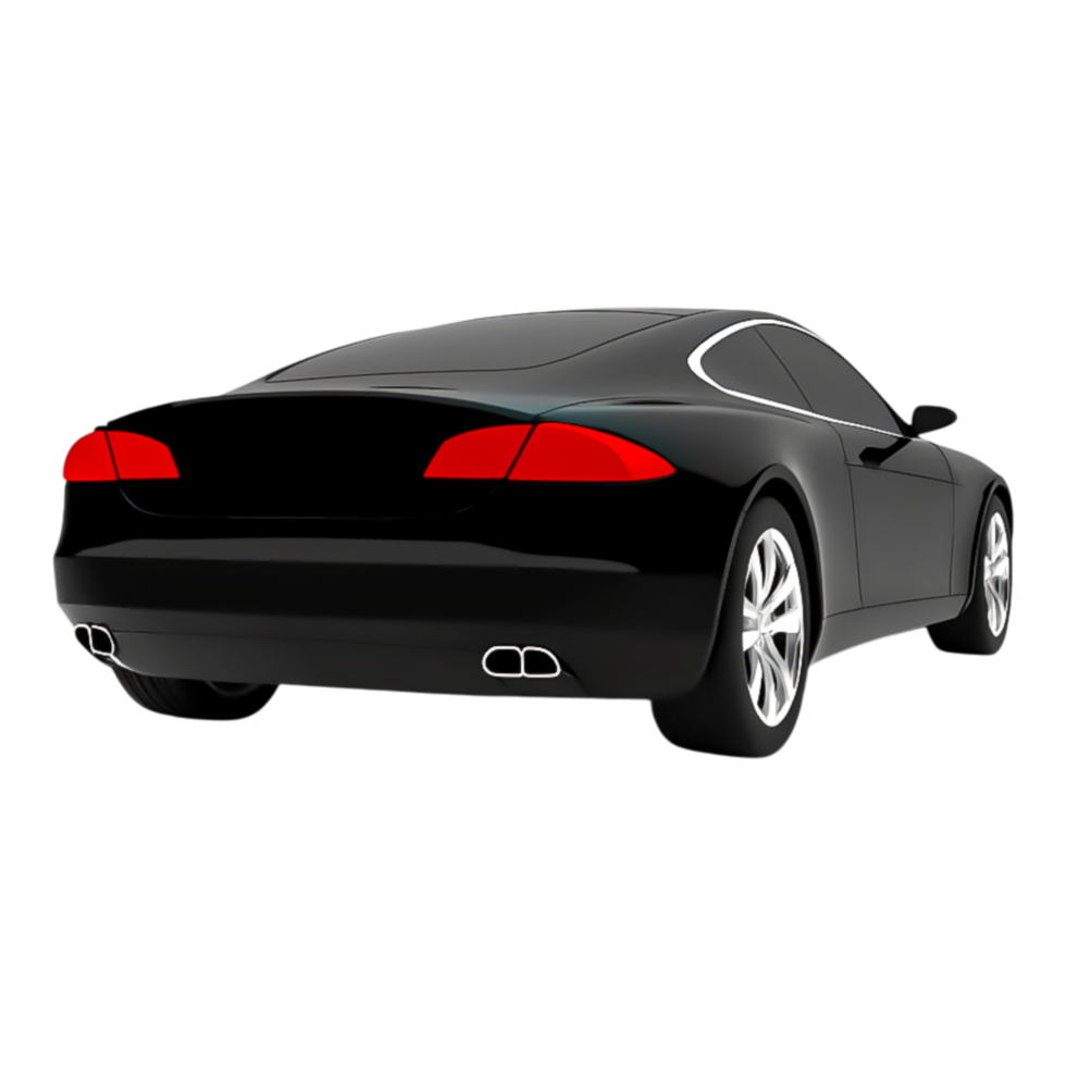 Sleek Black Car Back View with Shiny Tail Lights and Elegant Design png