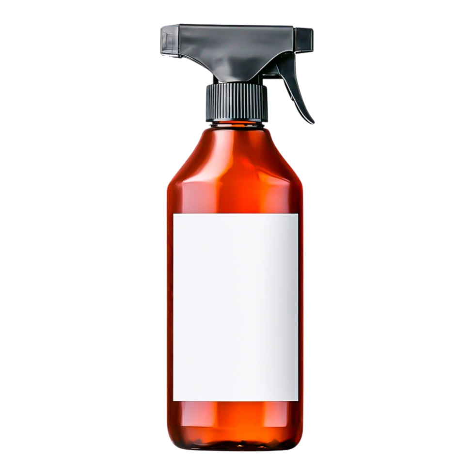 Empty Brown Spray Bottle with Blank Label for Custom Use png