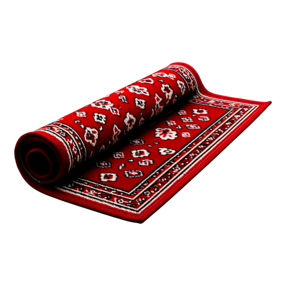 Elegant Rolled Red Carpet with Intricate Patterns and Details png