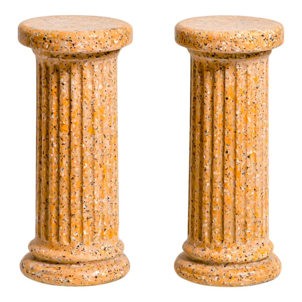 Elegant Decorative Columns in Warm Yellow Stone Texture Display png
