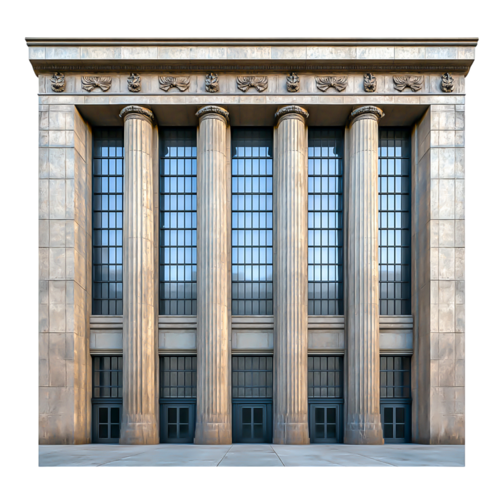 Classic Architecture of Grand Columned Building with Large Windows png