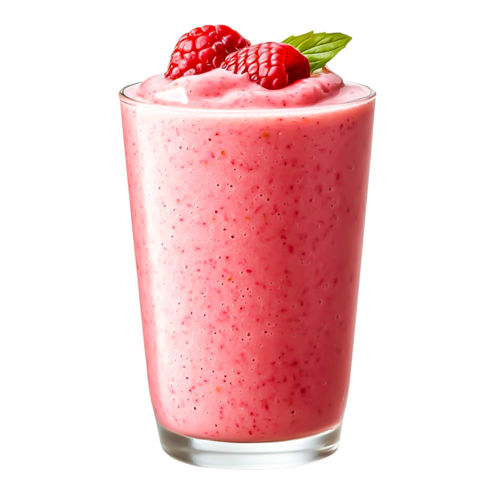 Refreshing Raspberry Smoothie with Fresh Berries and Mint Leaves png