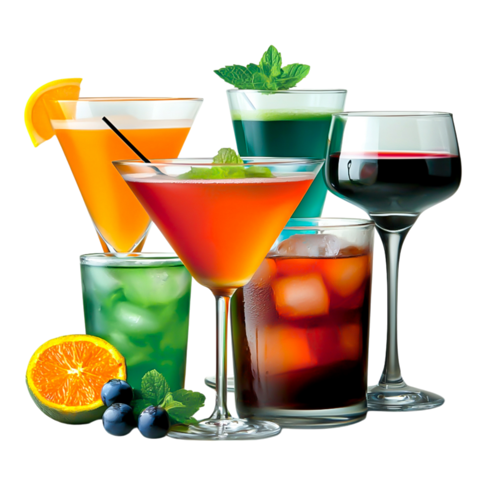 Colorful Cocktails and Refreshing Drinks png