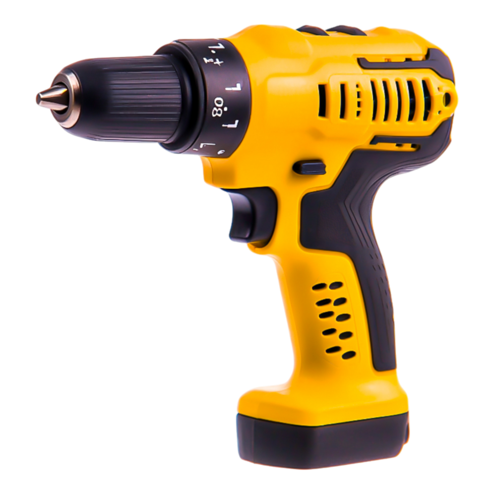 Yellow Cordless Electric Drill for Home Improvement Tasks png