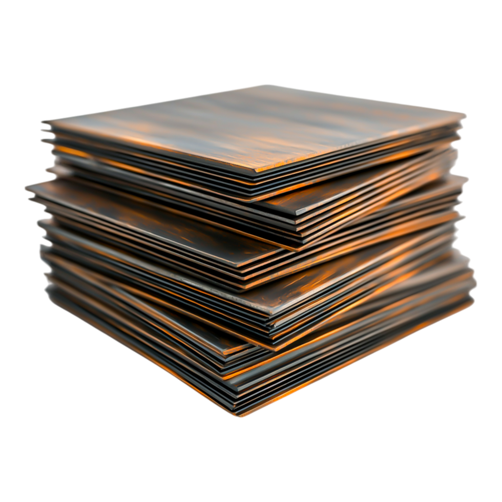 Stacked Metallic Sheets with Shimmering Gold and Brown Patterns png