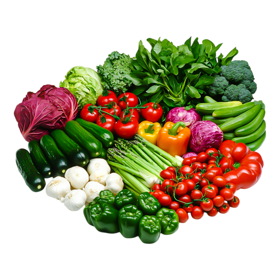 Fresh Organic Vegetables Arranged in a Colorful Circular Display png