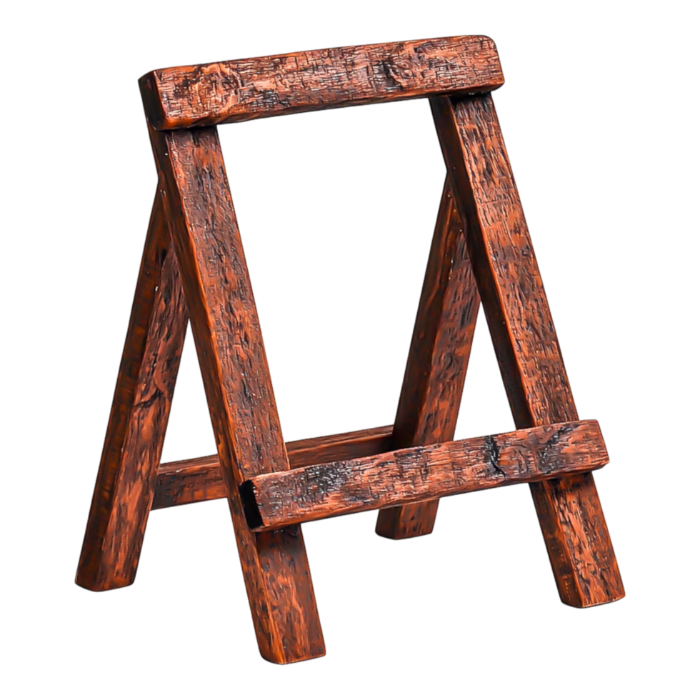 Rustic Wooden A-Frame Stand for Signage or Artwork Display png