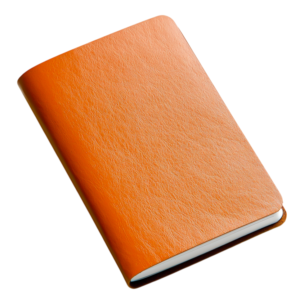 Bright Orange Leather Notebook Creative Use png