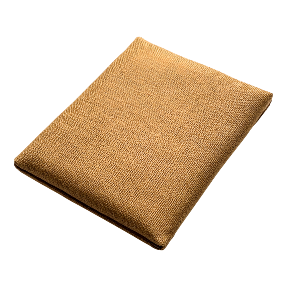 Rustic Textured Square Cushion with Natural Jute Fabric Design png