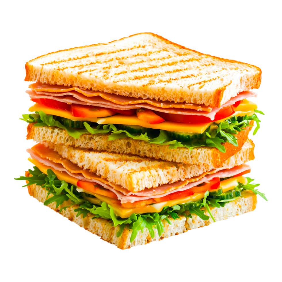 Fresh and Delicious Multi-Layered Sandwich with Vegetables and Meat png