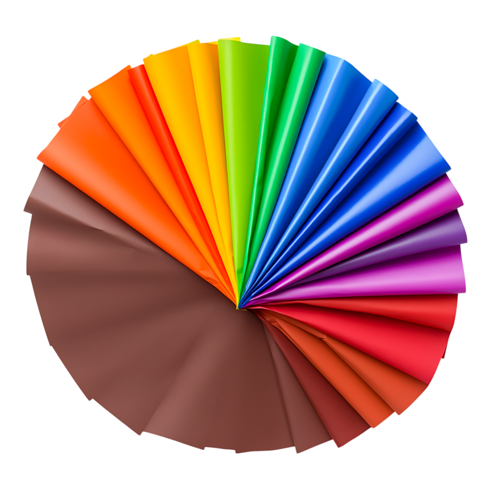 Colorful Paper Fans Arrangement in a Circular Display Design png