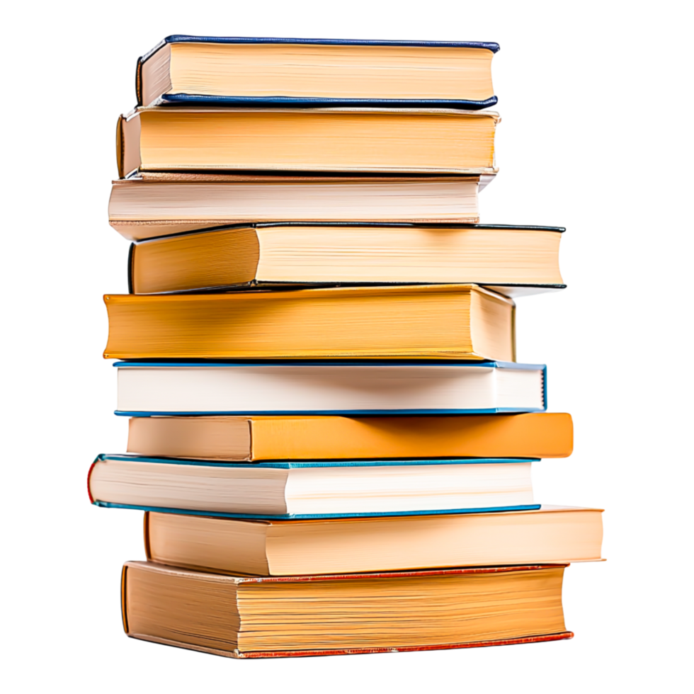 Stacked Books in Various Colors and Sizes png