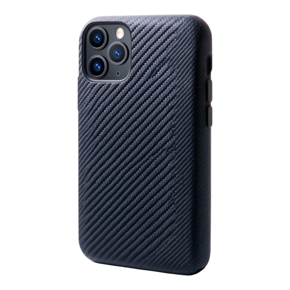Sleek black smartphone case with textured design for protective use png