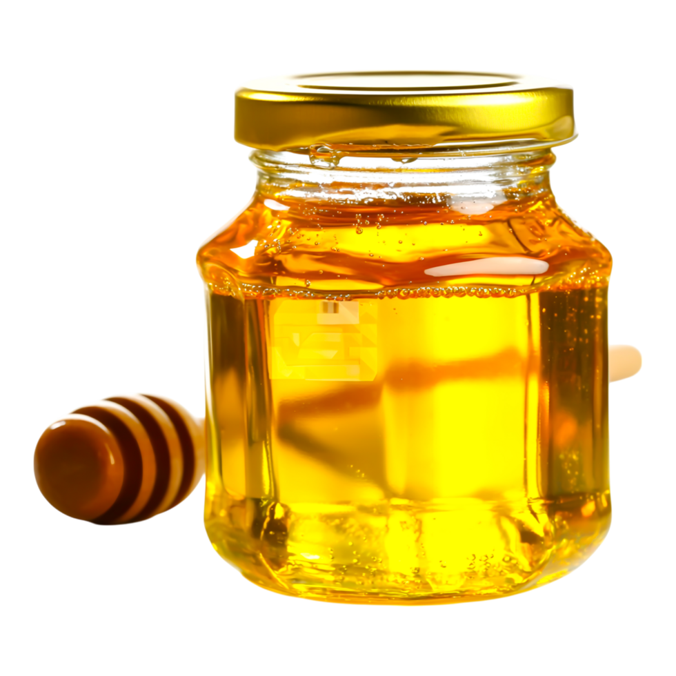 Golden Honey in Jar with Honey Dipper png