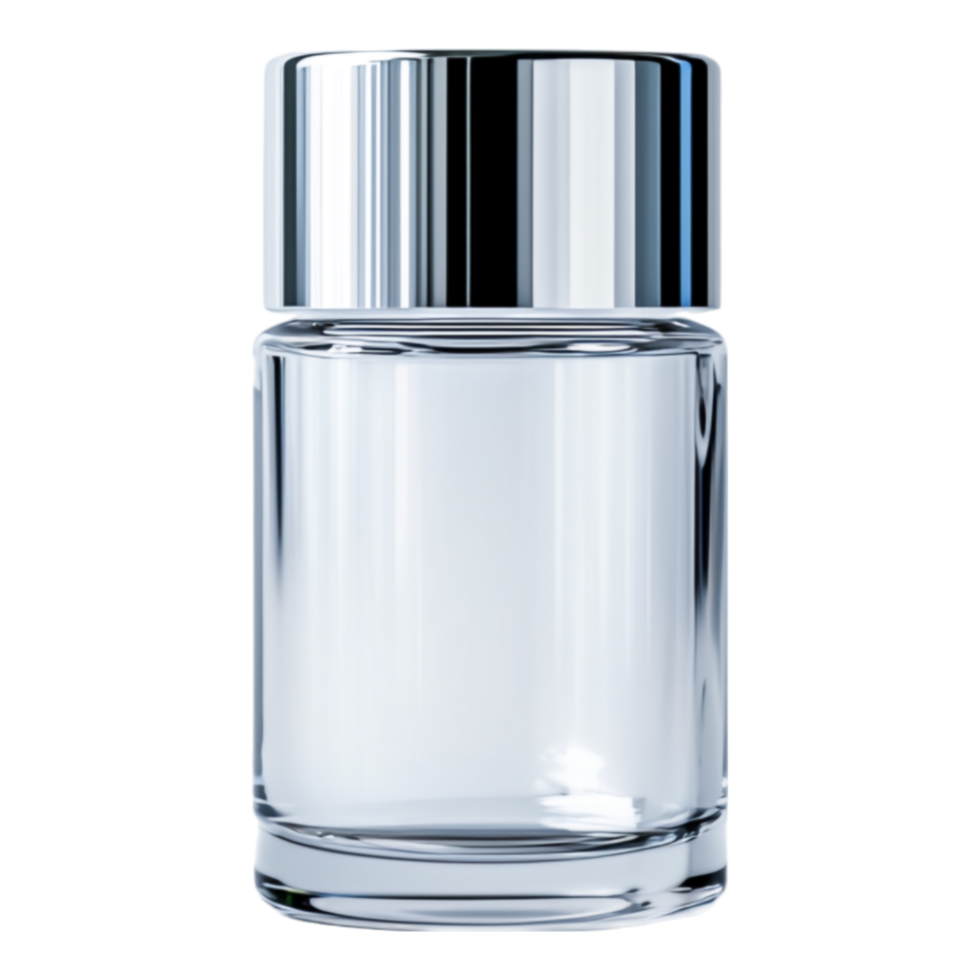 Clear Glass Container with Metallic Lid Ideal for Product Display png