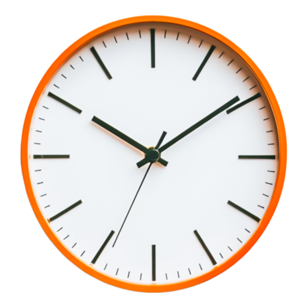 Simple Orange Wall Clock Displaying Time and Minimalist Design png
