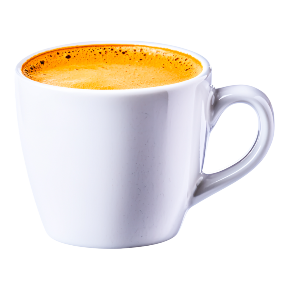 Freshly Brewed Coffee in White Cup with Creamy Foam on Top png