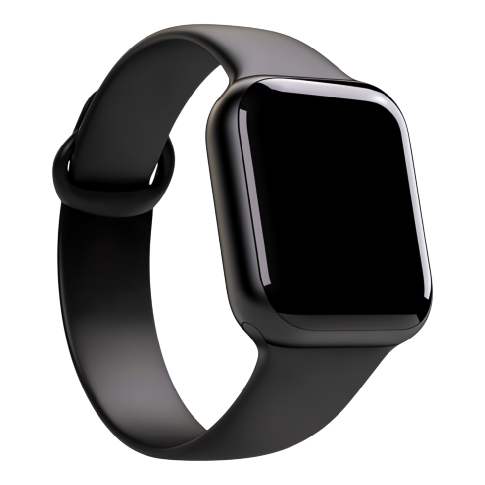 Sleek black smartwatch with modern design and touch screen interface png