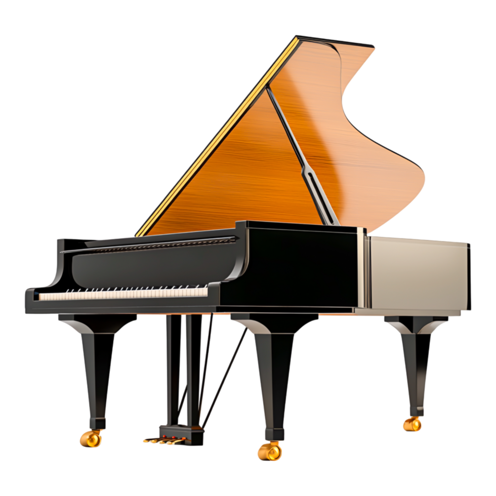 Elegant Grand Piano with Open Lid png