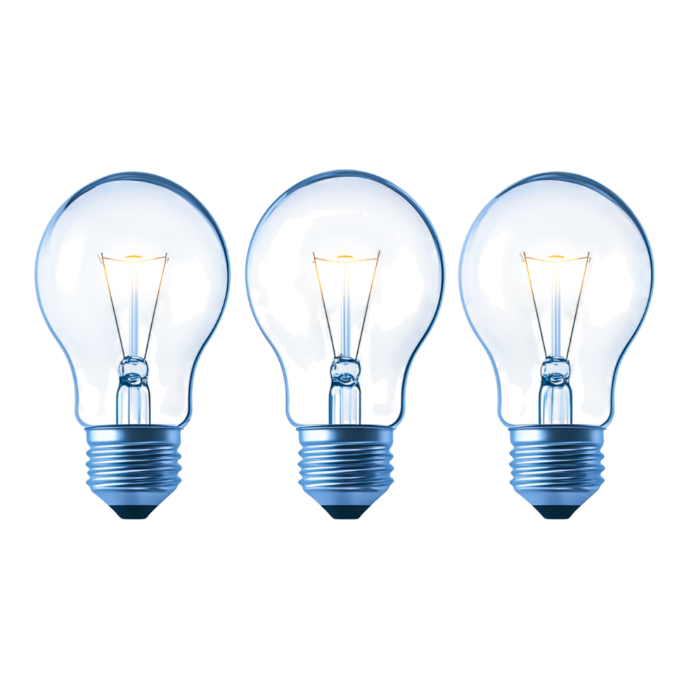 Three Glowing Light Bulbs Illuminating Brightly png