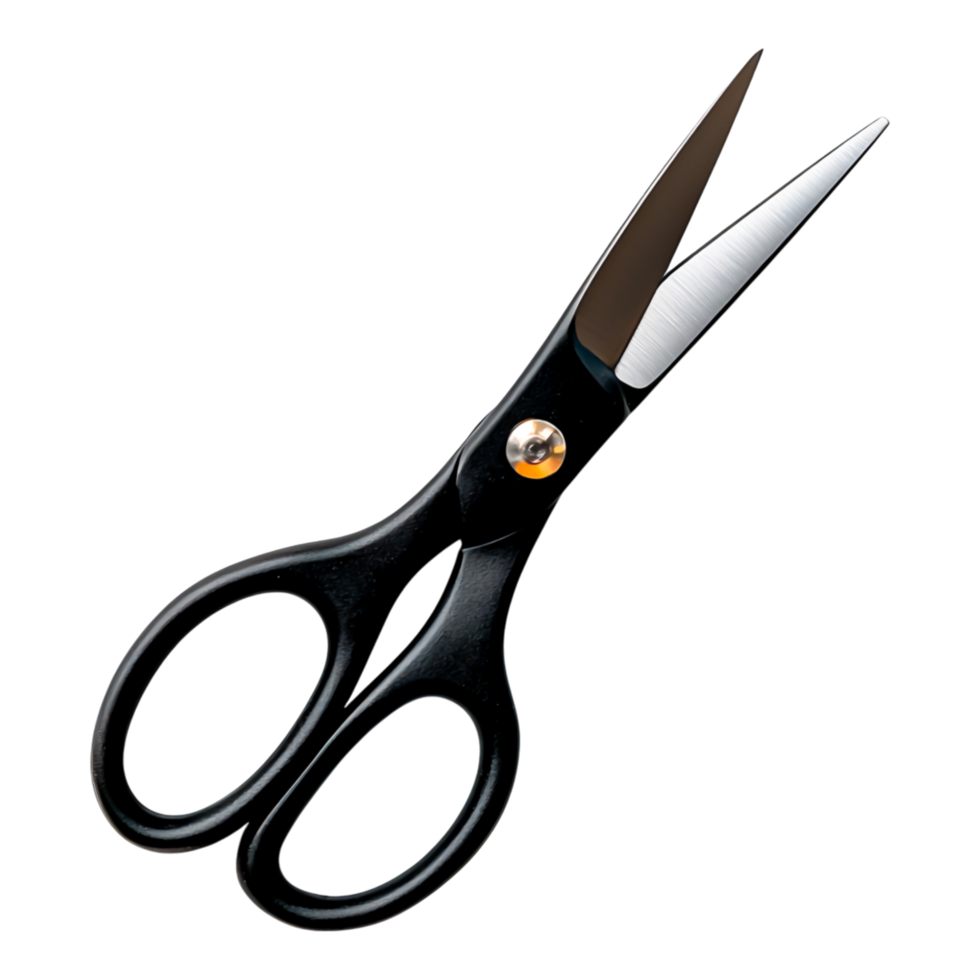 Black Scissors with Sharp Blades and Plastic Handle png