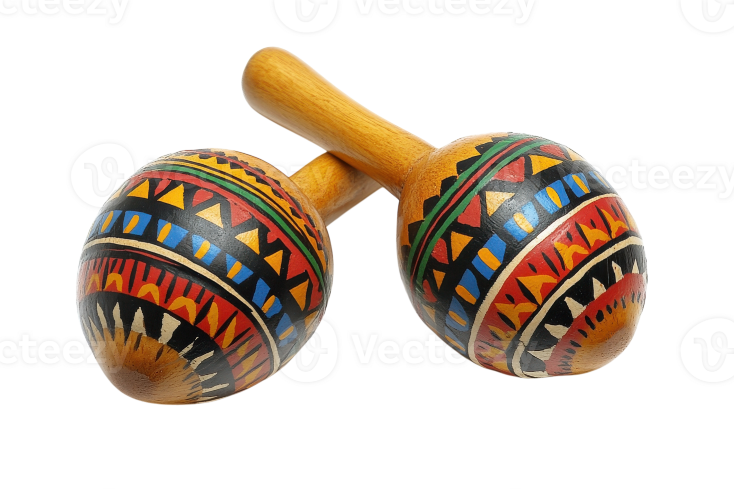 bunt Maracas gefertigt von Holz mit kompliziert Designs feiern traditionell Musik- und Kultur png