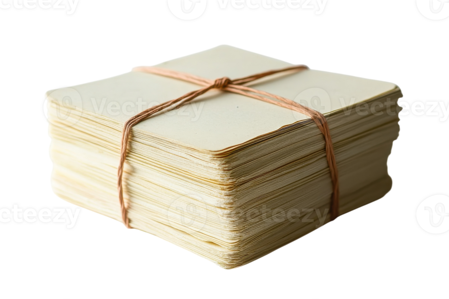Stack of unmarked cards bound with string displayed on a clean surface for potential crafting projects or note-taking png