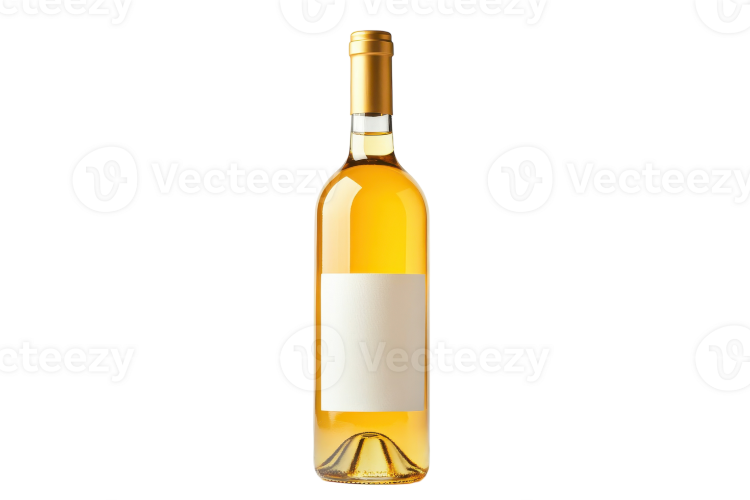 Elegant white wine bottle poised for tasting in a serene setting with a blank label ready for customization png