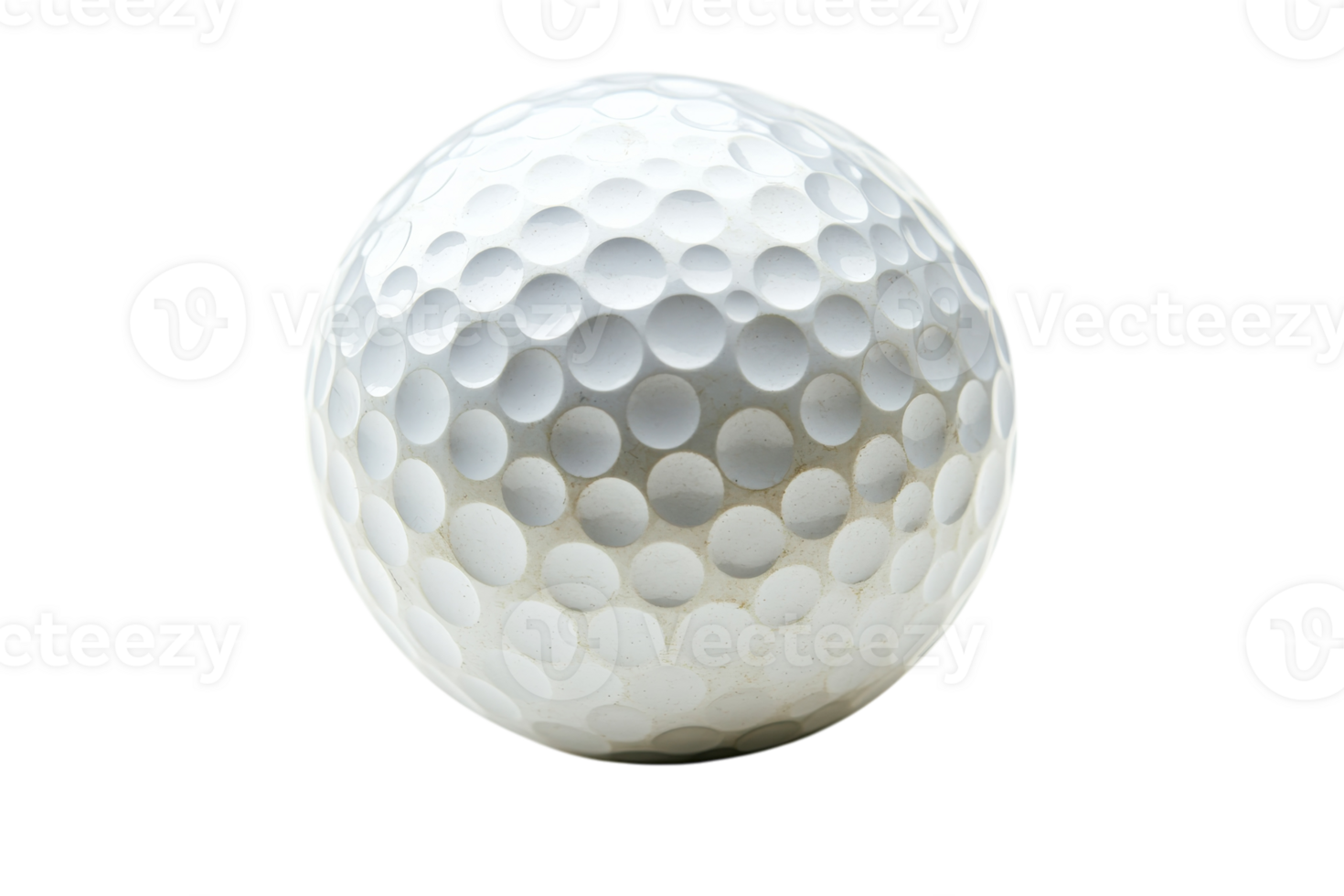 White golf ball resting on a smooth surface with dim lighting creating soft reflections png