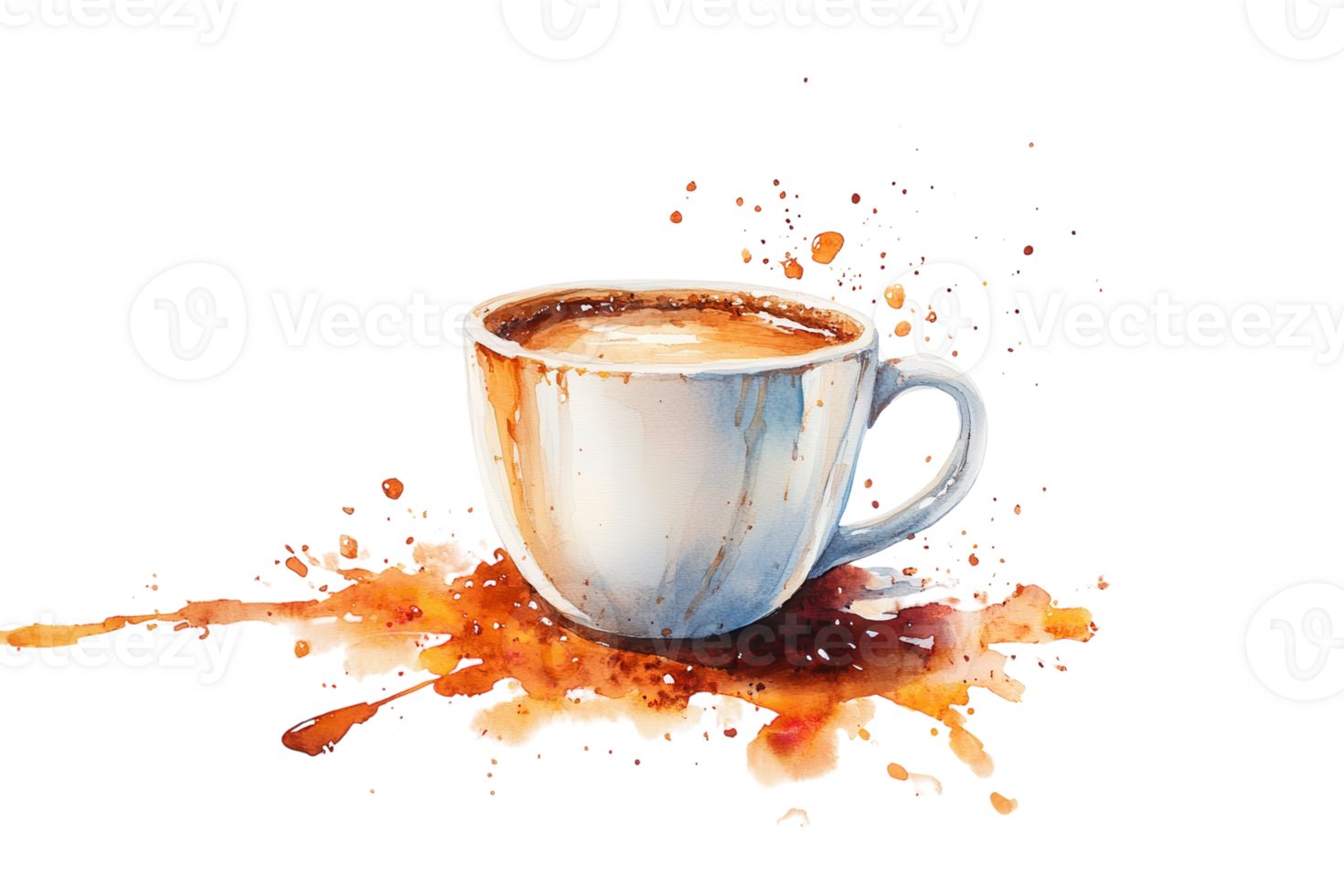 Coffee cup with colorful splashes representing a fresh brew in a bright artistic style creating a lively mood png