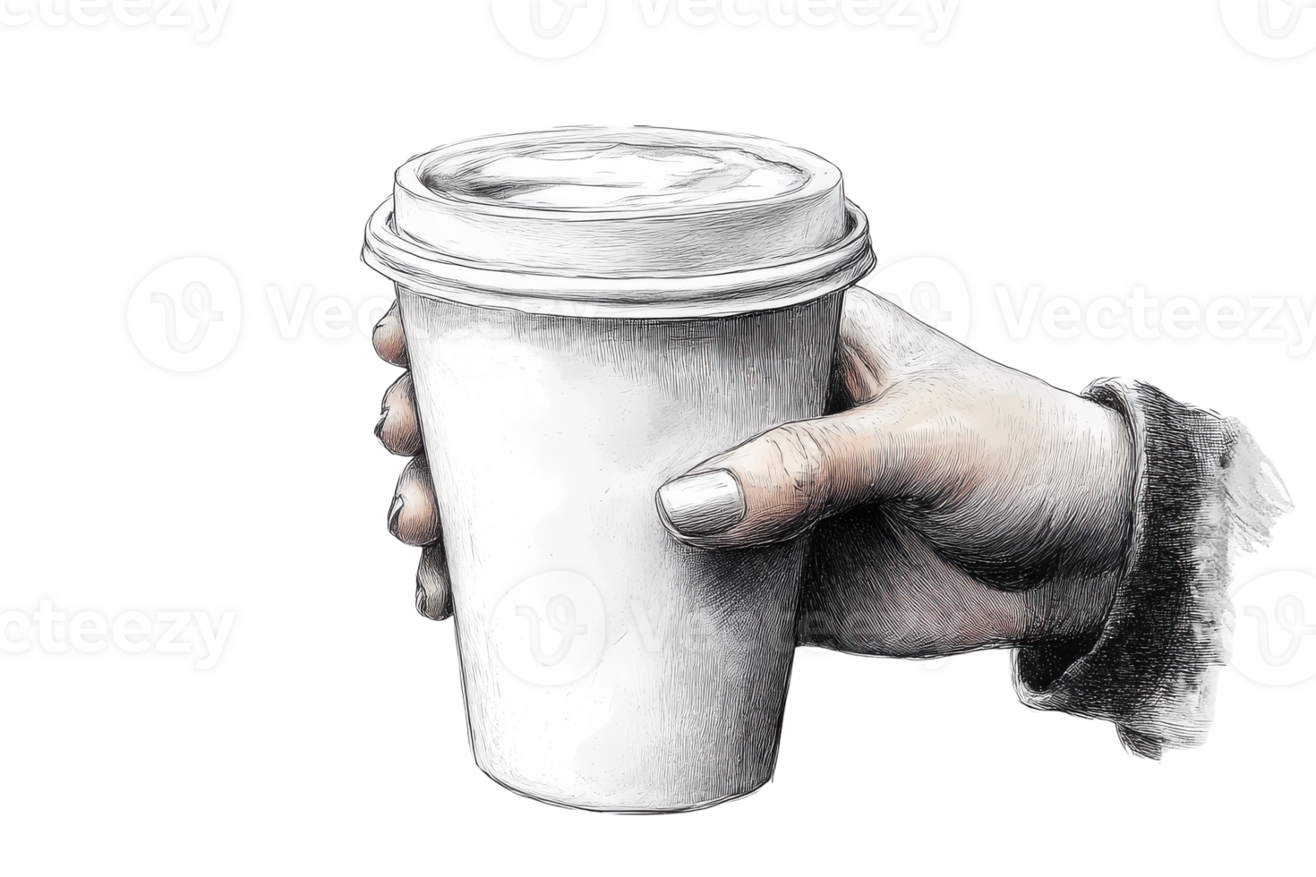 Hand holding a paper coffee cup ready for enjoyment on a chilly day in a cozy setting with warm drinks png