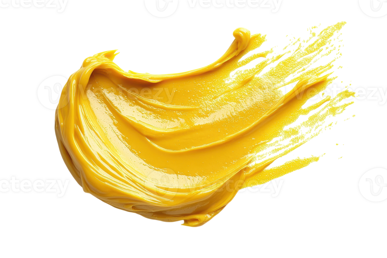 Bright yellow mustard spread with a smooth texture on a white background depicting culinary use png