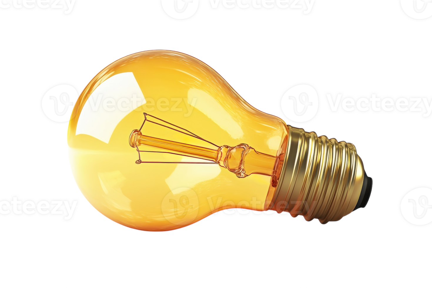 Light bulb designed with a vintage appearance, showcasing warm orange hue and classic filament in a close-up view png