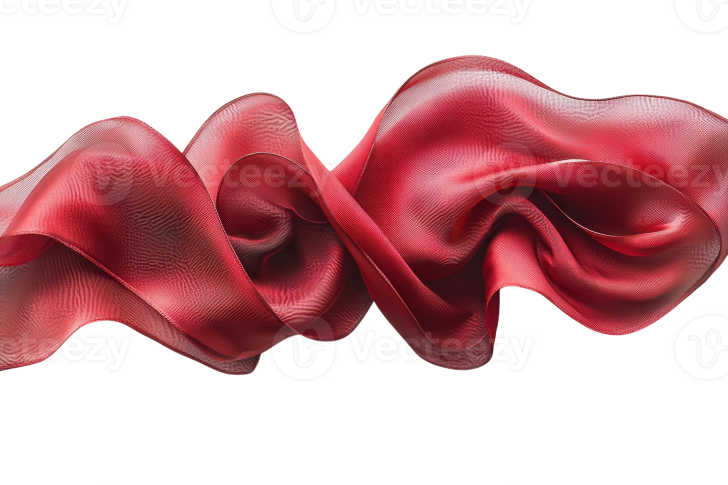 Flowing red fabric draping softly creates an elegant wave on a bright background png
