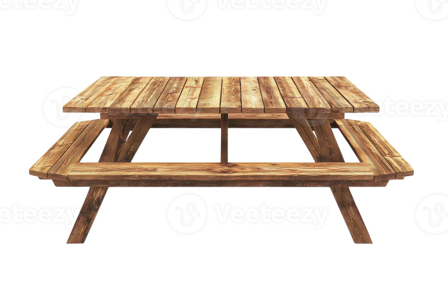 Rustic wooden picnic table perfect for outdoor gatherings at parks or backyards during sunny days png