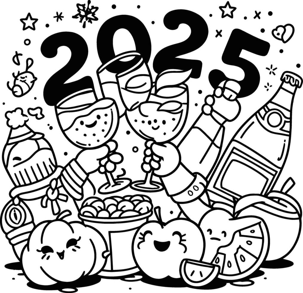 New year coloring pages for kids 53178761 Vector Art at Vecteezy