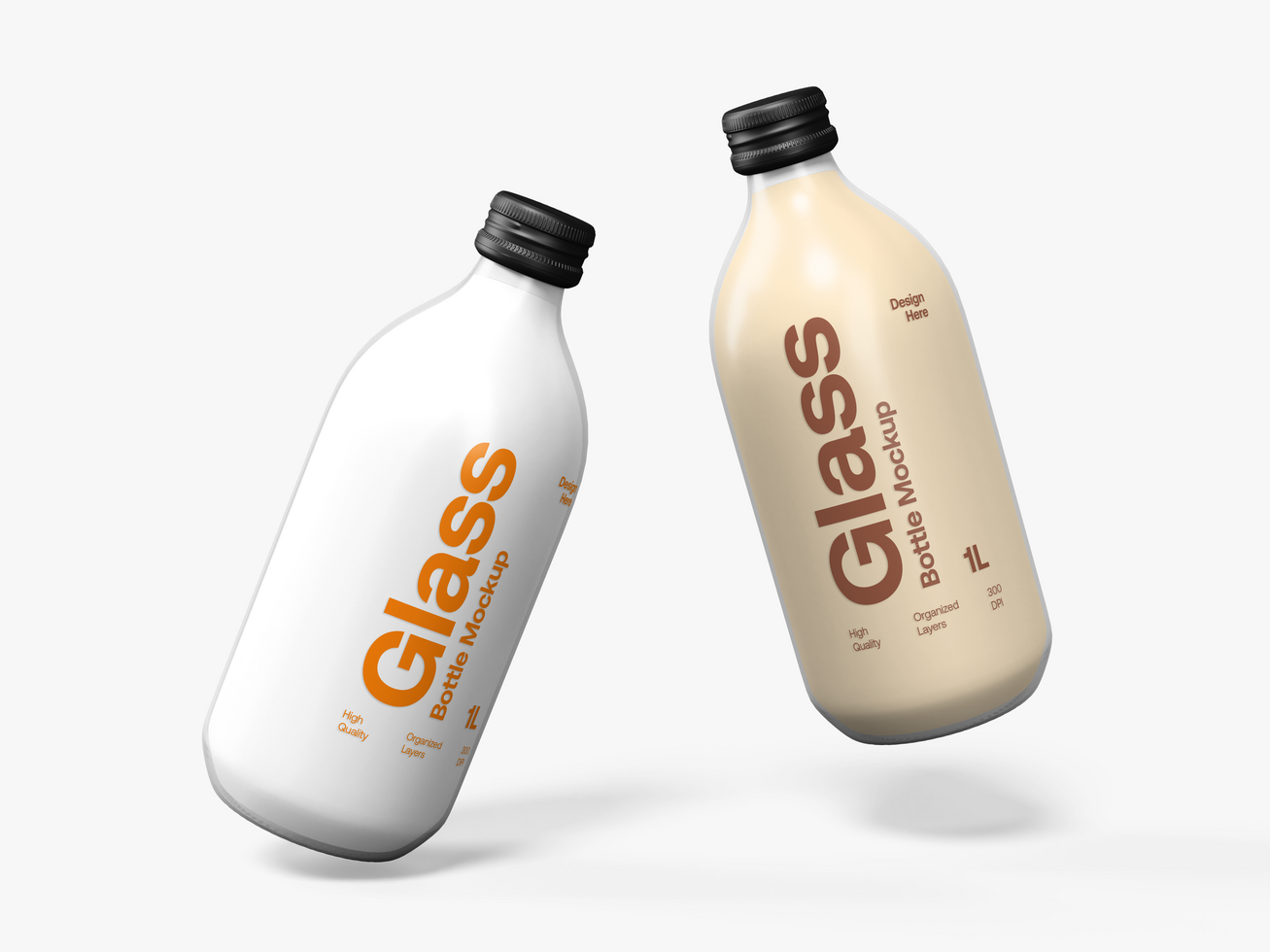 Glass Bottle Packaging 3D Mockup psd