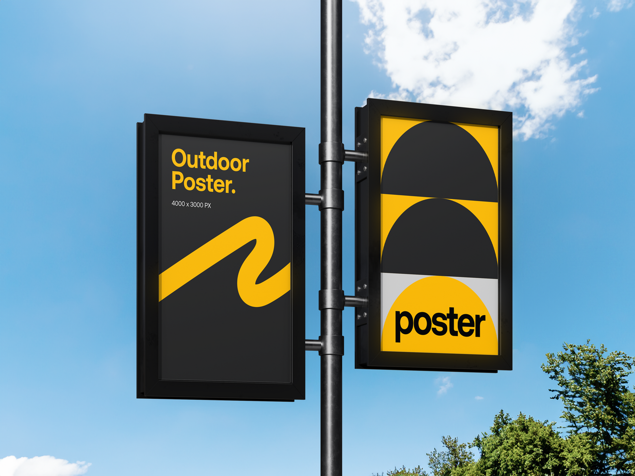 Outdoor Poster Mockup 3D Render psd