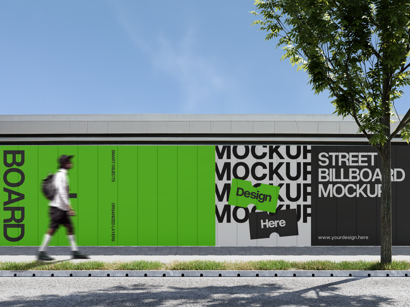 Realistic Street Billboard Mockup 3D Rendering psd