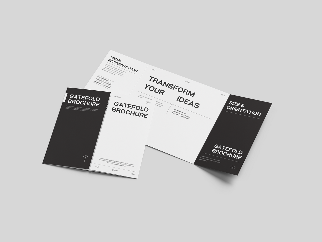 Brochure Gatefold Square 3D Mockup psd